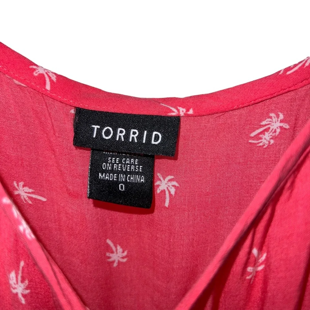 Torrid Tank Top Pink Palm Trees Spagetti Straps Ruffle Tropical Beach Size 0X - Picture 8 of 9
